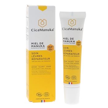 Soin lèvres réparateur 10% de Miel de Manuka IAA 15+ bio CicaManuka - tube de 15 ml