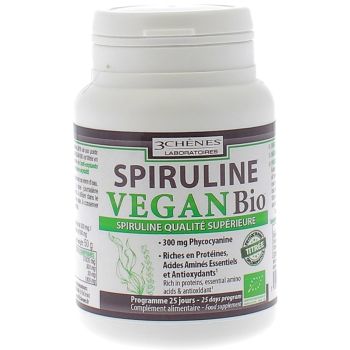Spiruline Vegan Bio 3 Chênes - boîte de 60 comprimés
