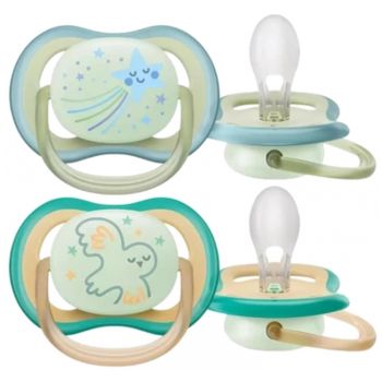 Sucettes ultra air nuit 0-6 mois Philips Avent - lot de 2 sucettes