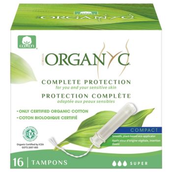 Protection Complète Tampons super avec applicateur Organyc - boîte de 16 tampons
