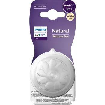 Natural Response Tétine natural 2 trous débit lent 1 mois + Avent - 2 tétines