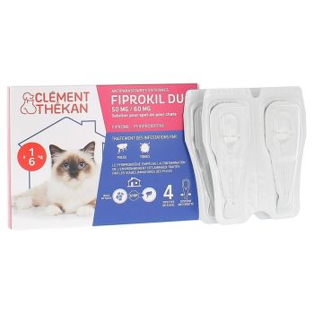 Fiprokil duo chat 50 mg/60 mg Clément-Thékan - 4 pipettes de 0,5 ml