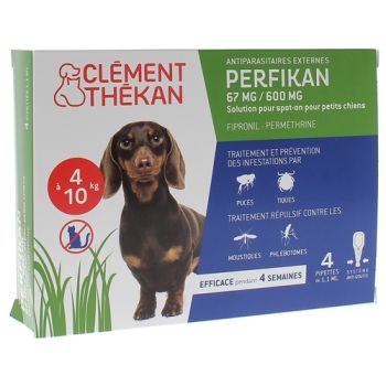 Perfikan 67 mg/600 mg pour petits chiens Clément-Thékan - 4 pipettes de 1,10 ml