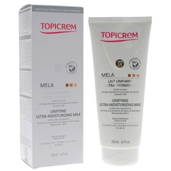 Mela lait unifiant ultra-hydratant Topicrem - tube de 200 ml