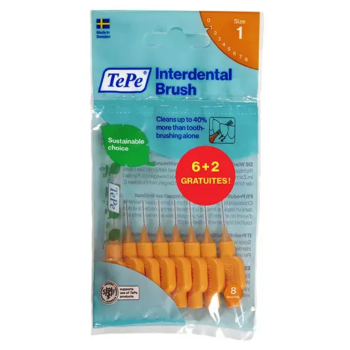 Brossettes interdentaires orange taille 1 (0.45 mm) TePe - 6 brossettes + 2 gratuites