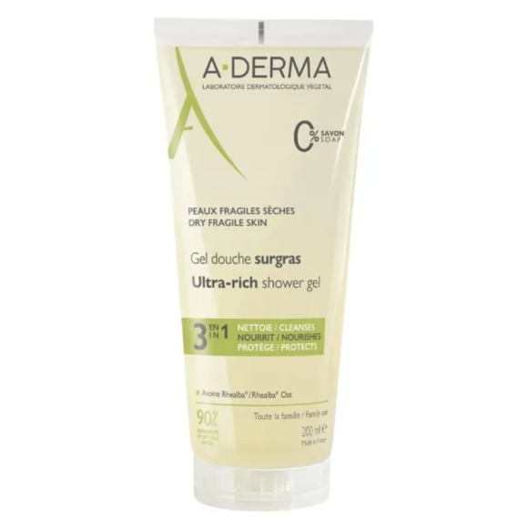 Gel douche surgras A-Derma - tube de 200ml