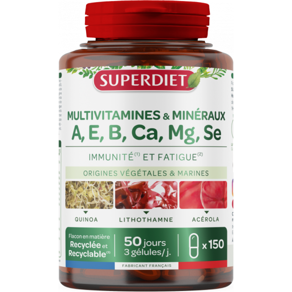 Complexe multivitamines et minéraux Super Diet - pot de 150 gélules