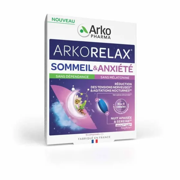 Arkorelax sommeil & anxiété Arkopharma - boîte de 15 comprimés