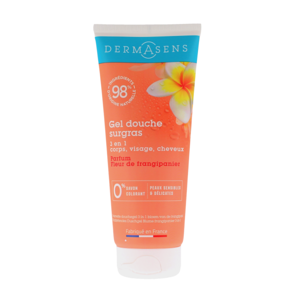 Dermasens gel douche surgras parfum fleur de frangipanier Marque verte - tube de 200ml