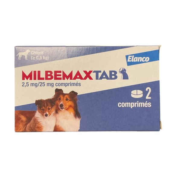 Milbemaxtab comprimé pour petits chiens et chiots - boite de 2 comprimés