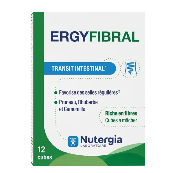 Ergyfibral transit intestinal Nutergia - boîte de 12 cubes à mâcher