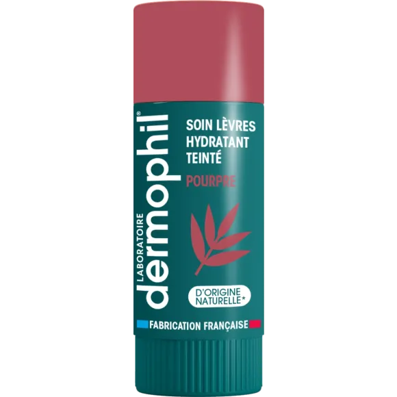 Soin lèvres hydratant teinté Pourpre Dermophil - stick de 4g
