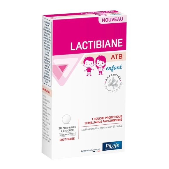 Lactibiane ATB enfant goût fraise Pileje - boîte de 10 comprimés à croquer