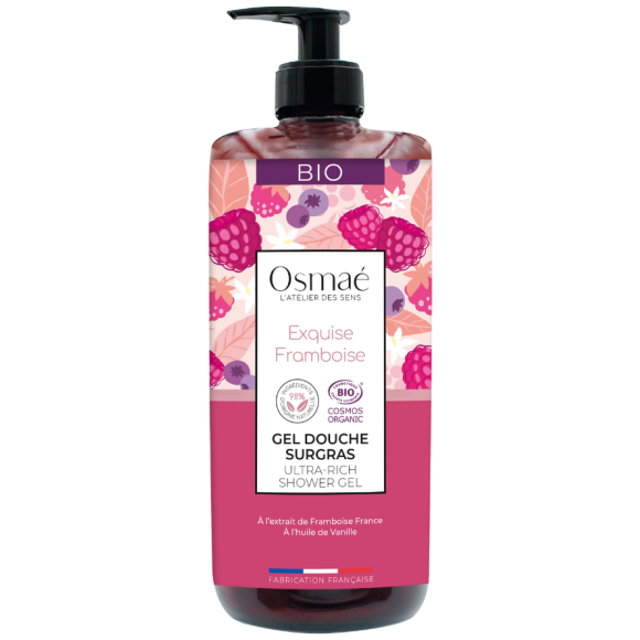 Gel douche surgras exquise framboise Osmaé - flacon-pompe de 1L