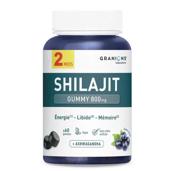 Shilajit gummy 800mg goût cassis Granions - pot de 60 gommes