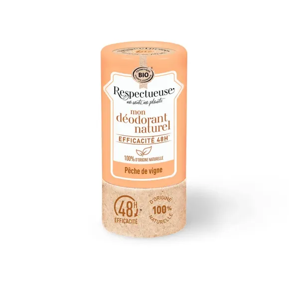 Mon déodorant naturel pêche de vigne Respectueuse - roll-on de 50g