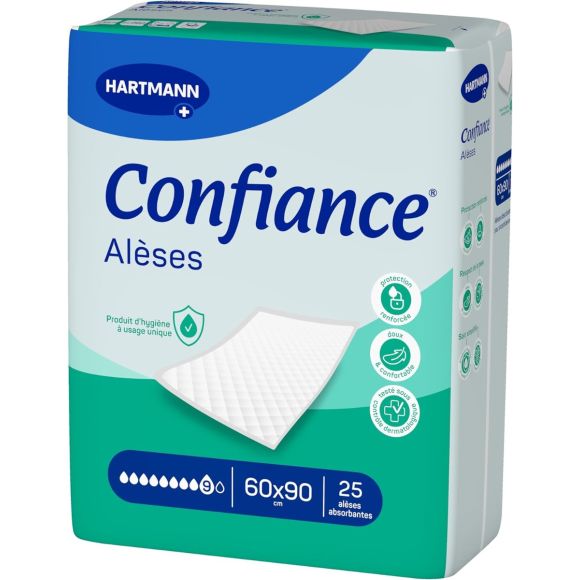 Confiance alèses 9 gouttes 60x90cm Hartmann - 25 alèses absorbantes 