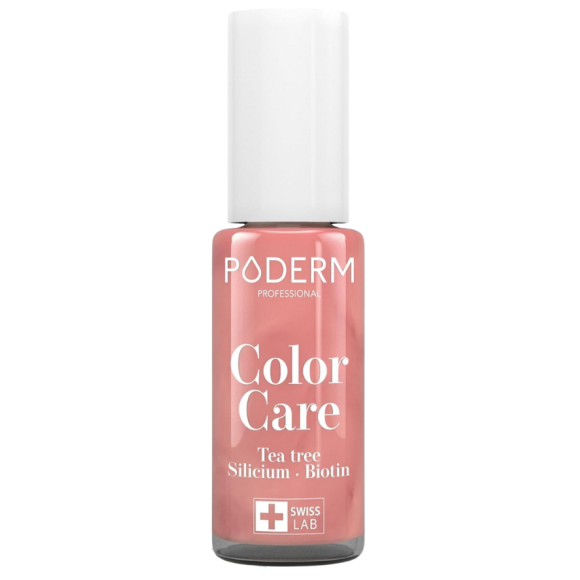 Vernis color care tea tree rose brillant Poderm - flacon de 8ml